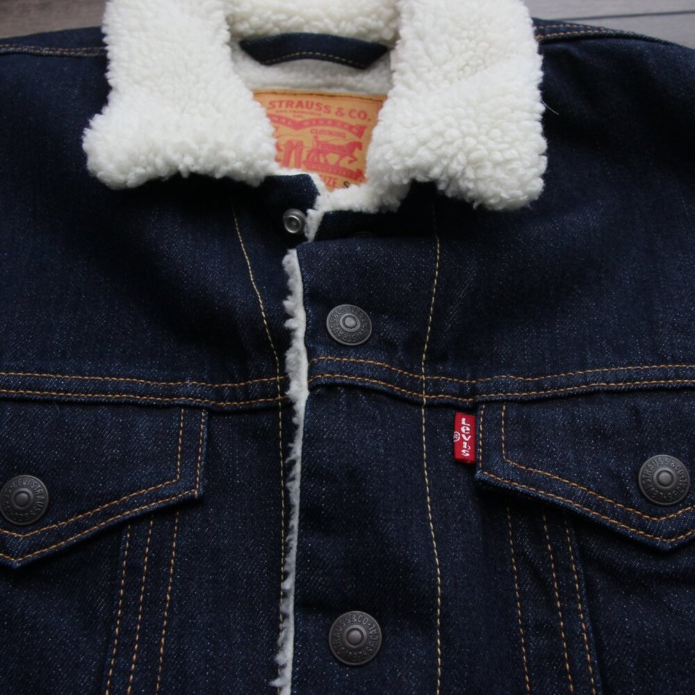 🧥 Levi’s Men’s Sherpa Trucker Jacket 👖 PC9-16365-0075 | Denim Lined Size Small - Picture 3 of 15